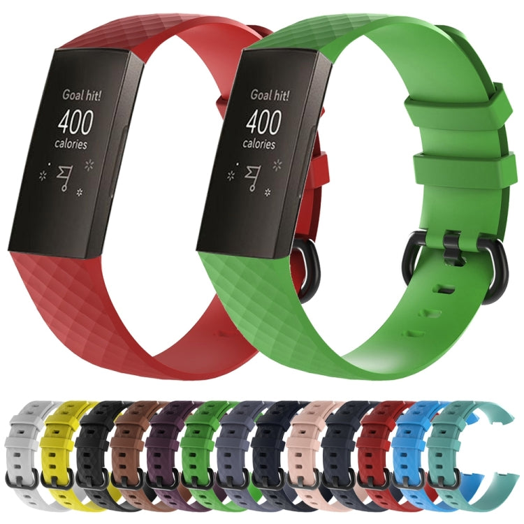 Diamond Pattern Silicone Watch Band for Fitbit Charge 3, Size: 210x18mm(Blue) by bashfashion