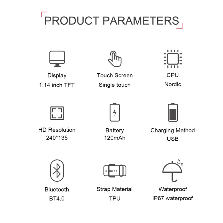 TD19 1.14 inches IPS Screen Smart Bracelet IP67 Waterproof, Support Call Reminder / Heart Rate Monitoring / Blood Pressure Monitoring / Sleep Monitoring / Remote Camera (Black) by bashfashion