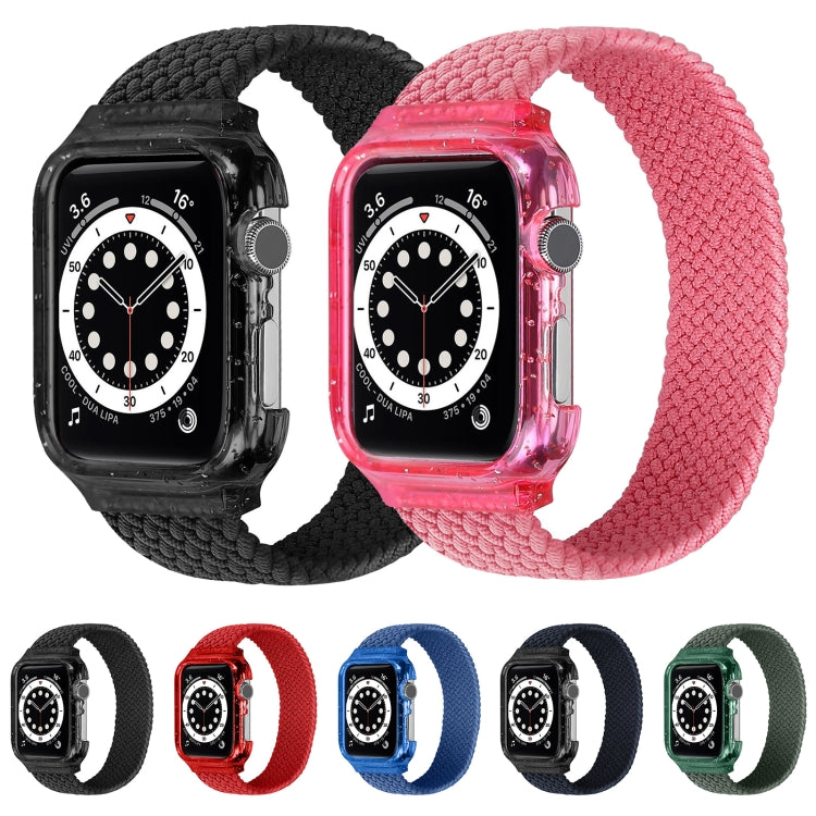 Weave Wrist Strap Watch Bands with Frame For Apple Watch Series 9&8&7 41mm / SE 3&SE 2&6&SE&5&4 40mm / 3&2&1 38mm, Length:145mm(Black) by bashfashion