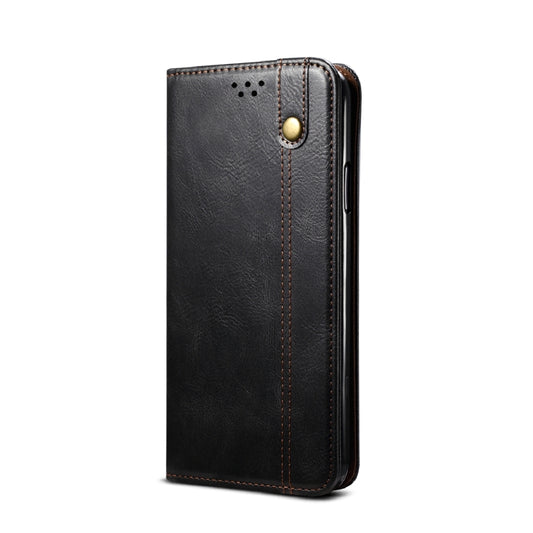For Xiaomi Redmi Note 9 5G (CN Version) Simple Wax Crazy Horse Texture Horizontal Flip Leather Case with Card Slots & Wallet(Black) by bashfashion