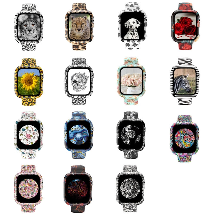 Silicone Printing Integrated Watch Case Watch Band For Apple Watch Series 3 & 2 & 1 38mm(White-haired Leopard) by bashfashion