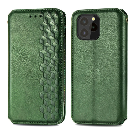 For OUKITEL C21 Pro Cubic Grid Pressed Horizontal Flip Magnetic PU Leather Case with Holder & Card Slots & Wallet(Green) by bashfashion