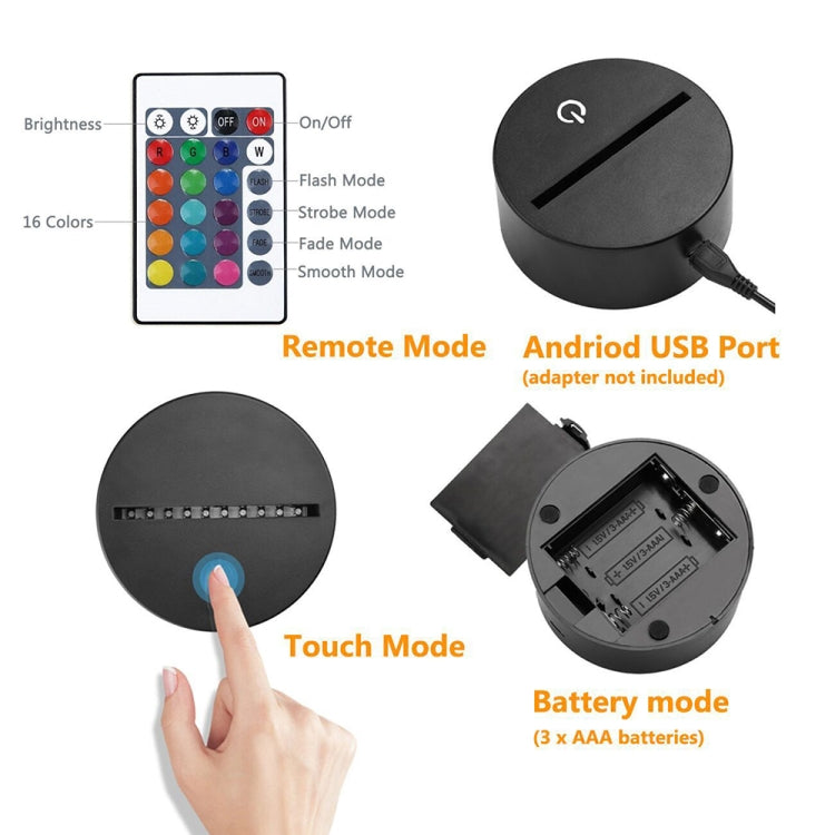 Black Base Creative 3D LED Decorative Night Light,16 Color Remote Control, Pattern:Ice Skating 3 by bashfashion