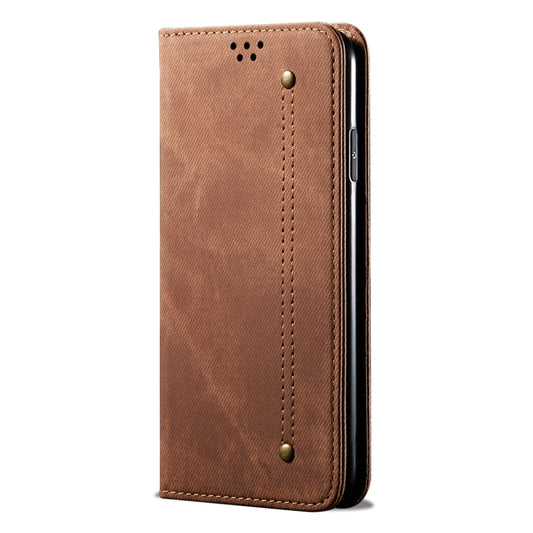 For Xiaomi Redmi Note 11 Denim Texture Flip Leather Phone Case with Card Slots & Wallet(Brown) by bashfashion