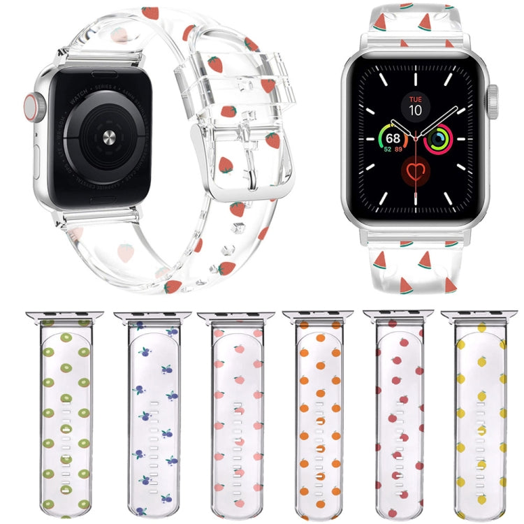 Square Buckle Transparent Watch Band For Apple Watch Series 9&8&7 41mm / SE 3&SE 2&6&SE&5&4 40mm / 3&2&1 38mm(Lemon) by bashfashion