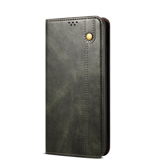 For OPPO Reno8 Pro+ Simple Wax Crazy Horse Texture Leather Phone Case(Dark Green) by bashfashion