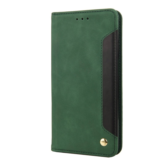 For OPPO A17 Skin Feel Splicing Leather Phone Case(Green) by bashfashion