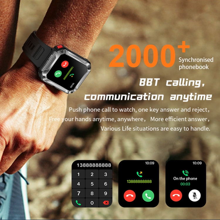 OVISEN T93 1.96 inch IPS Screen 2 in 1 Bluetooth Headset Smart Watch, Supports Blood Oxygen Monitoring/Bluetooth Music(Silver) by bashfashion