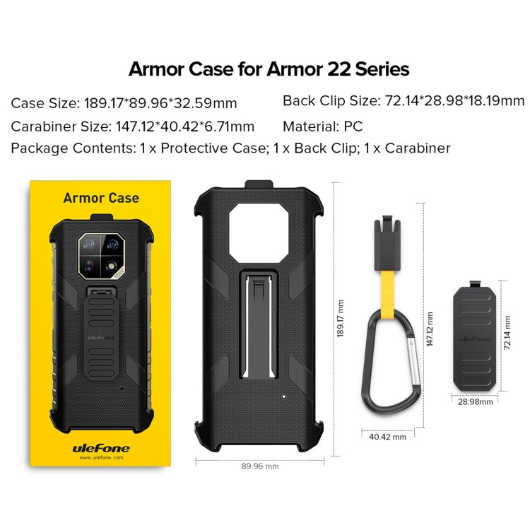 For Ulefone Armor 22 Ulefone Back Clip Phone Case with Carabiner(Black) by Ulefone