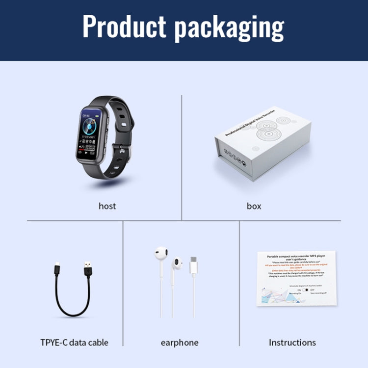 JNN S16 Smart HD Noise Reduction Bluetooth MP3 Voice Control Recording Bracelet, Memory:32GB by JNN