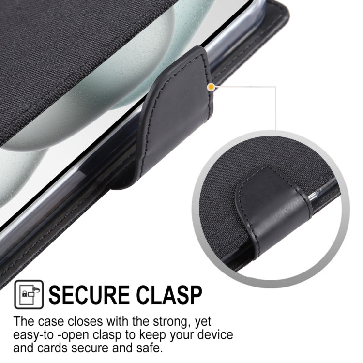 For iPhone 15 Pro GOOSPERY CANVAS DIARY Fabric Texture Flip Leather Phone Case(Grey) by GOOSPERY