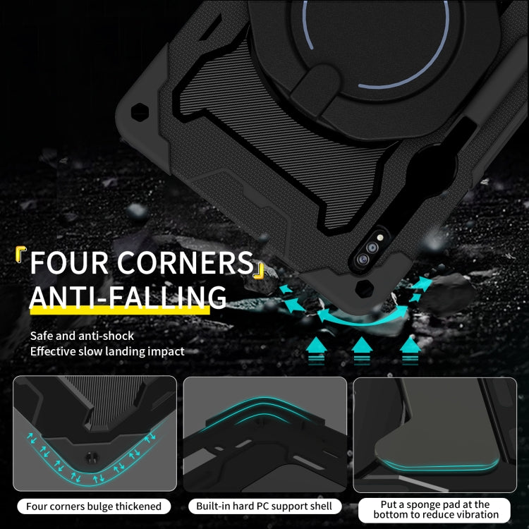 For Samsung Galaxy Tab S9 Ultra Armor Portable Rotating Ring Holder Silicone Tablet Case(Black) by bashfashion