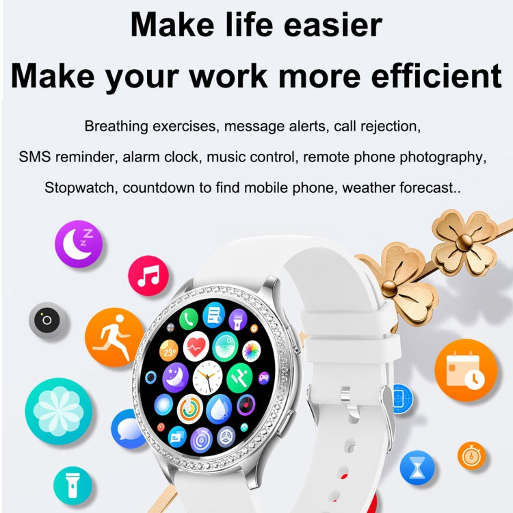 AK53 IP67 BT5.2 1.32inch Smart Watch Support Voice Call / Health Monitoring, Style:Pearl Steel Strap(Silver) by bashfashion