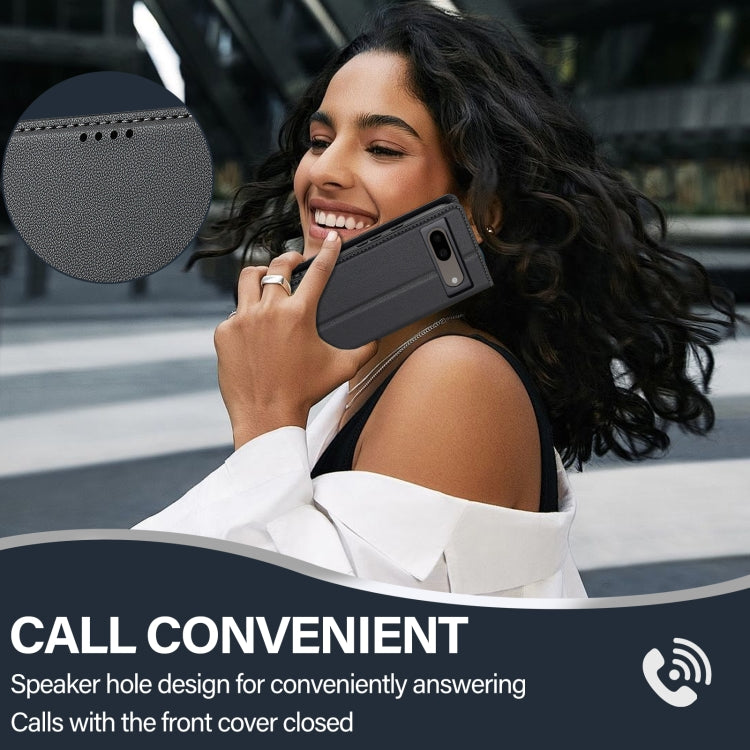 For Google Pixel 7A LC.IMEEKE L1 Series Frosted Fine Texture PU Phone Case(Black) by LC.IMEEKE