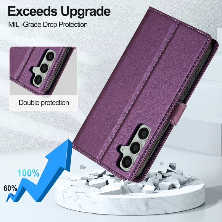 For Samsung Galaxy S24 5G LC.IMEEKE L2 Series Detachable Magsafe PU Phone Case with Lanyard(Purple) by LC.IMEEKE