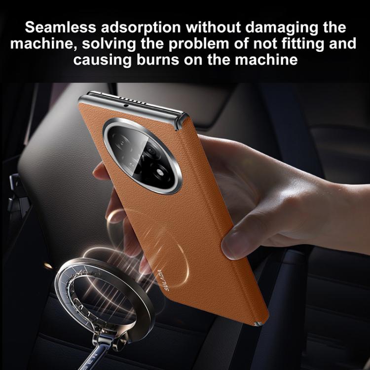 For OPPO Find N5 SULADA Frameless Top Layer Cowhide Leather Hybrid PC Phone Case(Red) by SULADA