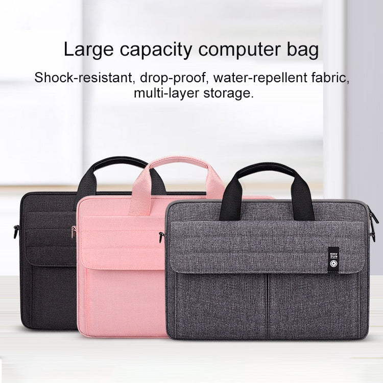 ST08 Handheld Briefcase Carrying Storage Bag with Shoulder Strap for 14.1 inch Laptop(Grey) by bashfashion