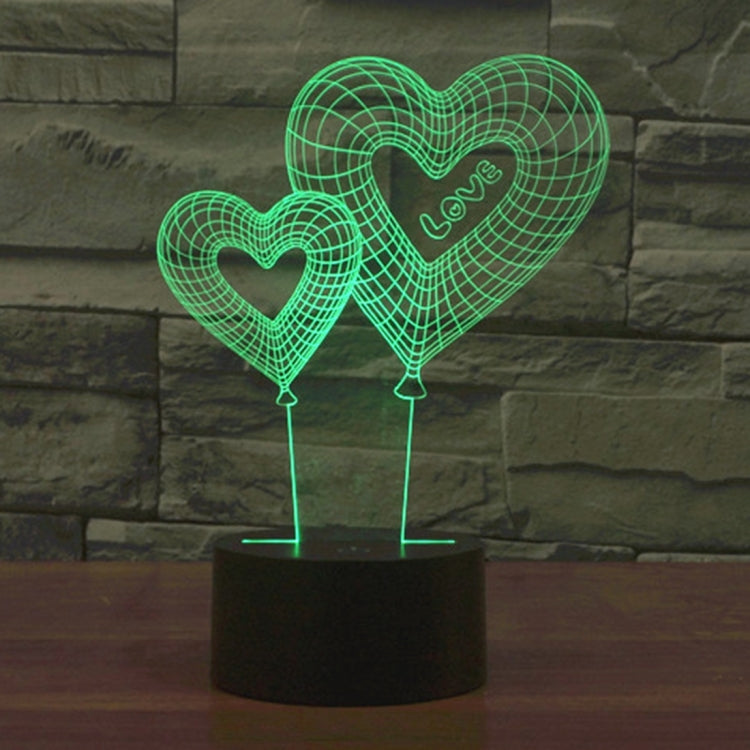 Double Heart Balloon Style 3D Touch Switch Control LED Light , 7 Color Discoloration Creative Visual Stereo Lamp Desk Lamp Night Light by bashfashion