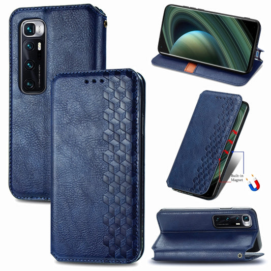 For Xiaomi Mi 10 Ultra Cubic Grid Pressed Horizontal Flip Magnetic PU Leather Case with Holder & Card Slots & Wallet(Blue) by bashfashion