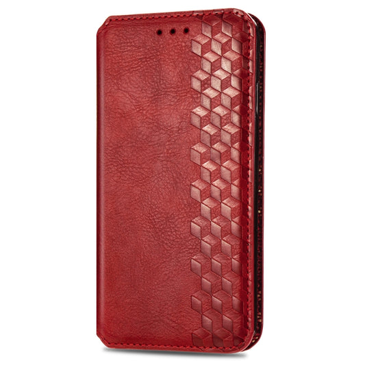 For OPPO Reno 4 4G Cubic Grid Pressed Horizontal Flip Magnetic PU Leather Case with Holder & Card Slots & Wallet(Red) by bashfashion