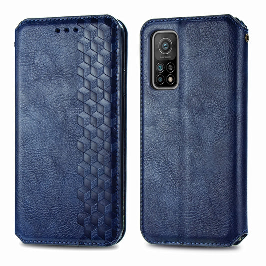 For Xiaomi Mi 10T / Redmi K30S Cubic Grid Pressed Horizontal Flip Magnetic PU Leather Case with Holder & Card Slots & Wallet(Blue) by bashfashion