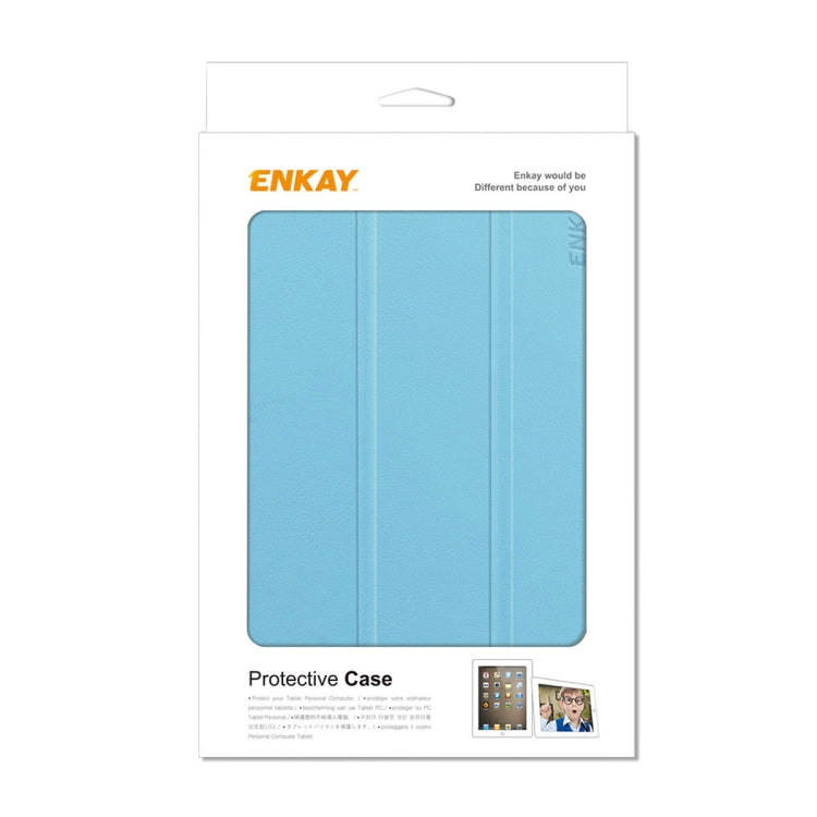 For iPad mini 2024 / mini 6 ENKAY Custer Texture Horizontal Flip PU+TPU Leather Tablet Case with Three-folding Holder & Sleep / Wake-up Function & Pen Holder(Light Blue) by ENKAY