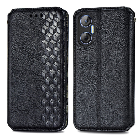For Tecno Pova Neo 5G Cubic Grid Pressed Magnetic Leather Phone Case(Black) by bashfashion