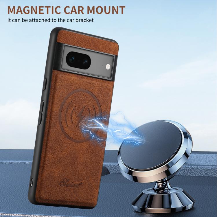 For Google Pixel 7 Pro Suteni H16 Litchi Texture Leather Detachable Wallet Back Phone Case(Khaki) by Suteni