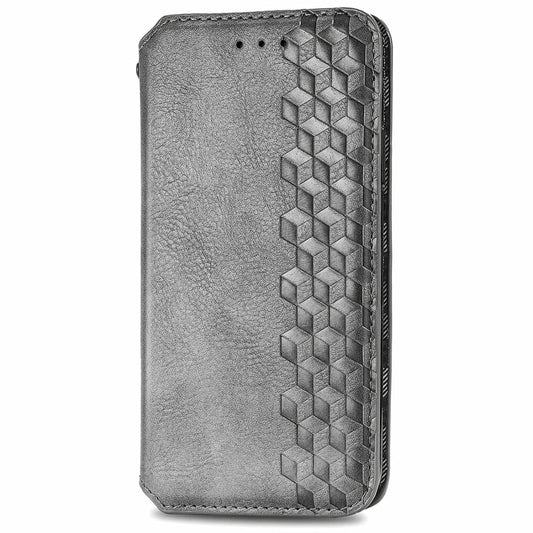 For Tecno Spark 20C 4G Cubic Grid Pressed Magnetic Leather Phone Case(Grey) by bashfashion