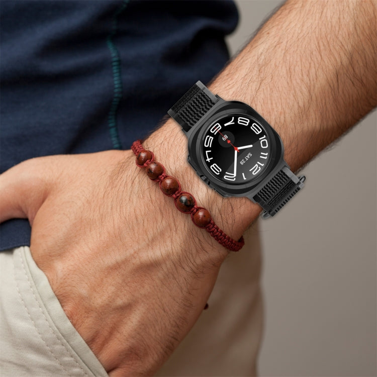 For Samsung Galaxy Watch Ultra 47mm Hook and Loop Fastener Loop Nylon Watch Band(Pink+Purple) by bashfashion