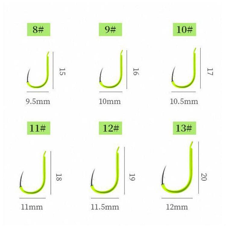 5 in 1 Stranded Double Hook Anti-winding Silver Carp Fishing Group Spring Fishing Hook, Specification:11(Fluorescent Hook) by bashfashion