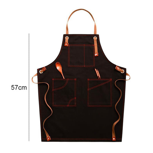 Household Denim Apron Barista Floral Tea Shop Barber Work Clothes, Specification: for Children 57cm(Black) by bashfashion