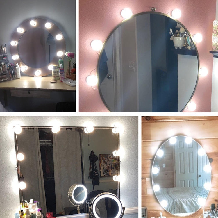 6 LEDs Mirror Front Light Dimmable Makeup Mirror USB Touch Control Light(White Light) by bashfashion