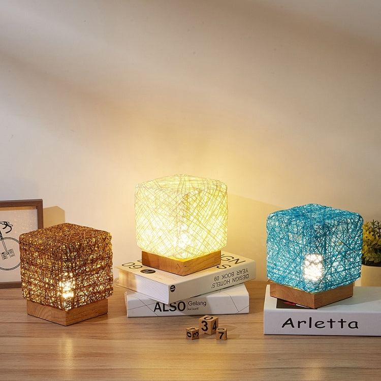 USB Square Sepak Takraw Table Lamp Bedroom Bedside Decorative Light, Spec: Dimming Switch+Base(Blue) by bashfashion