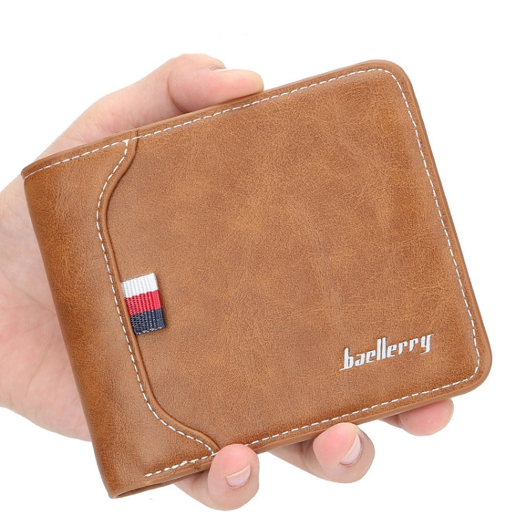 Baellerry Short Wallet Tri-fold Horizontal Coin Purse For Men(Red Brown) by Baellerry