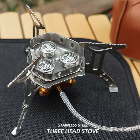 Outdoor Portable Three-Head Stove Camping Windproof Stove by bashfashion