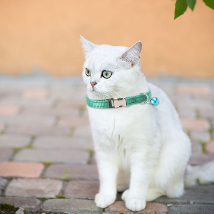 2 PCS Night Reflective Nylon Cat Collar With Bell, Size: XS 1.0x19-30cm(No Carving Green) by bashfashion