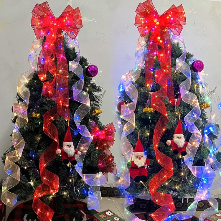 Christmas Ornament Double Light Board Yarn Ribbon String Lights, Specification: 20m(Silver Warm Light) by bashfashion