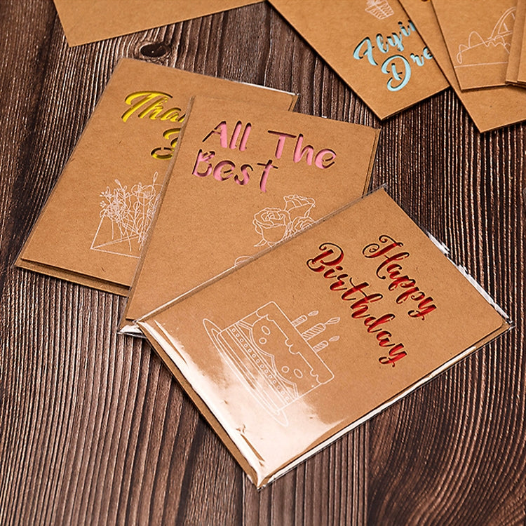 10 PCS Retro Hollow Kraft Blessing Card with Envelope(Thank You) by bashfashion