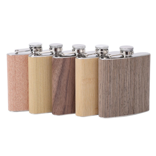 6oz Wood Leather Hip Flask Stainless Steel Whiskey Wine Alcohol Flagon(Style 1) by bashfashion