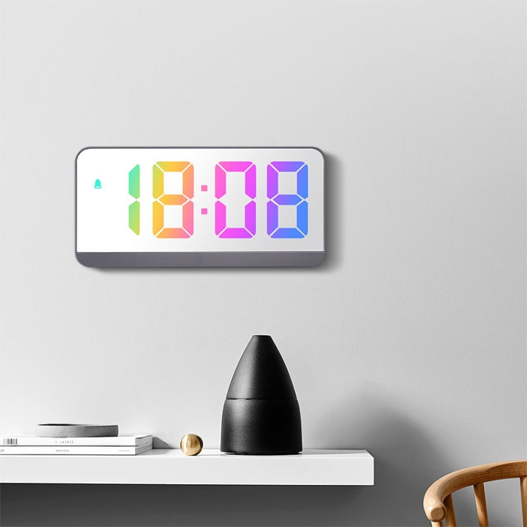 Colorful Fonts LED Electronic Alarm Clock Large Screen Clock(0725 Black Shell Black Surface D) by bashfashion
