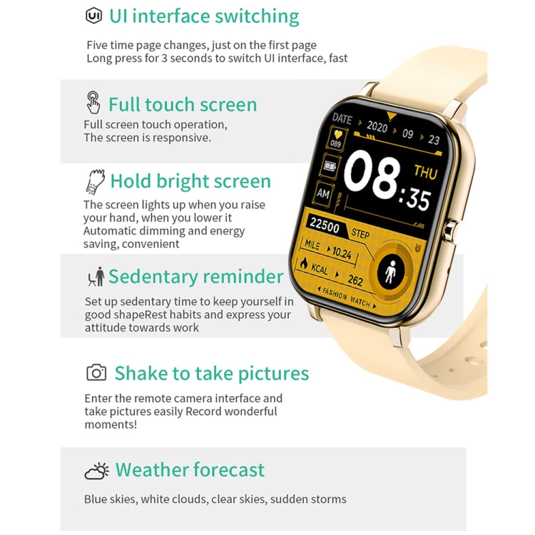 H10 1.69 inch Screen Bluetooth Call Smart Watch, Support Heart Rate/Blood Pressure/Sleep Monitoring, Color: Yellow by bashfashion
