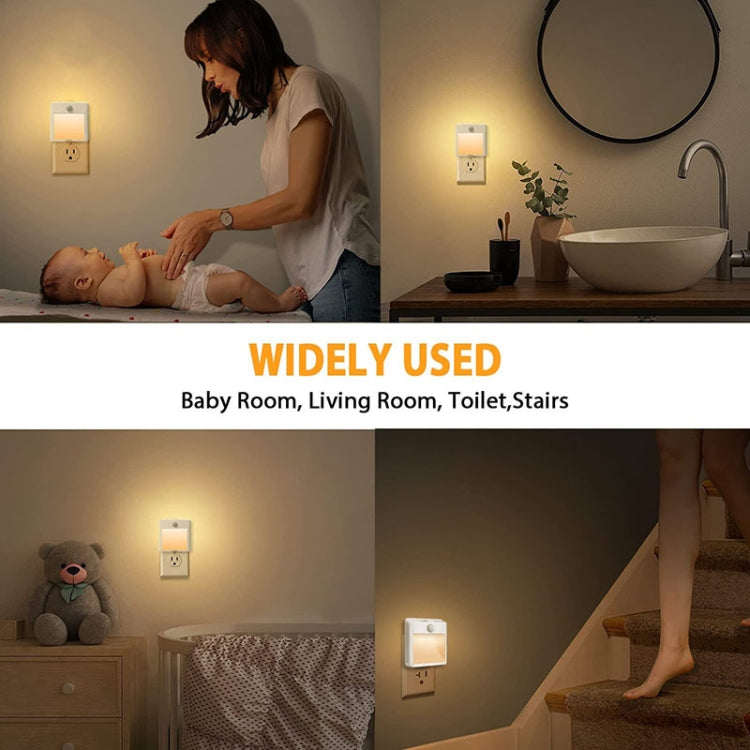 NL2101 Motion Sensor LED Night Light AC Plug Dimming Sleep Lights,Spec: Warm and White US Plug by bashfashion