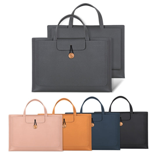 15.4/16 inch Elastic Button Laptop Waterproof PU Handbag(Rose Pink) by bashfashion