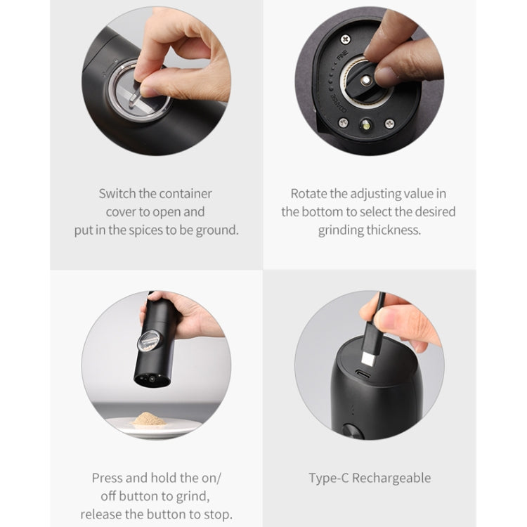 Electric Automatic Salt And Pepper Grinder Set With Charging Base, Model: J2 KYMQ-15C by bashfashion