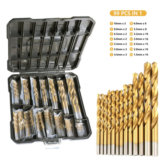 99-in-1 Titanium Drill Bit Set High-Speed Steel Drill Bits by bashfashion
