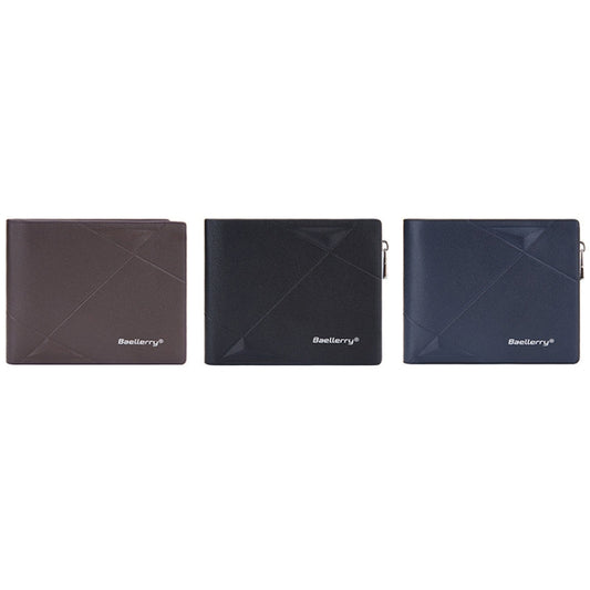 Baellerry Men Short Multi-Card Wallet Large Capacity Leather Zip Coin Purse(Blue) by Baellerry