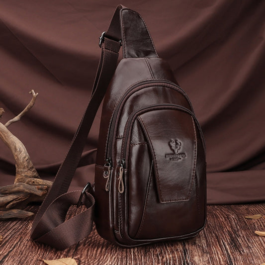 HUMERPAUL Men Shoulder Bag Leather Messengers Diligent Chest Bag(Dark Brown) by HUMERPAUL