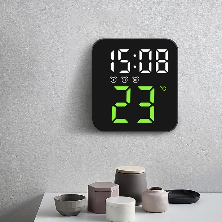 Simple Temperature Display Clock Three Alarm Clock Porch Wall Clock(Green Light) by bashfashion