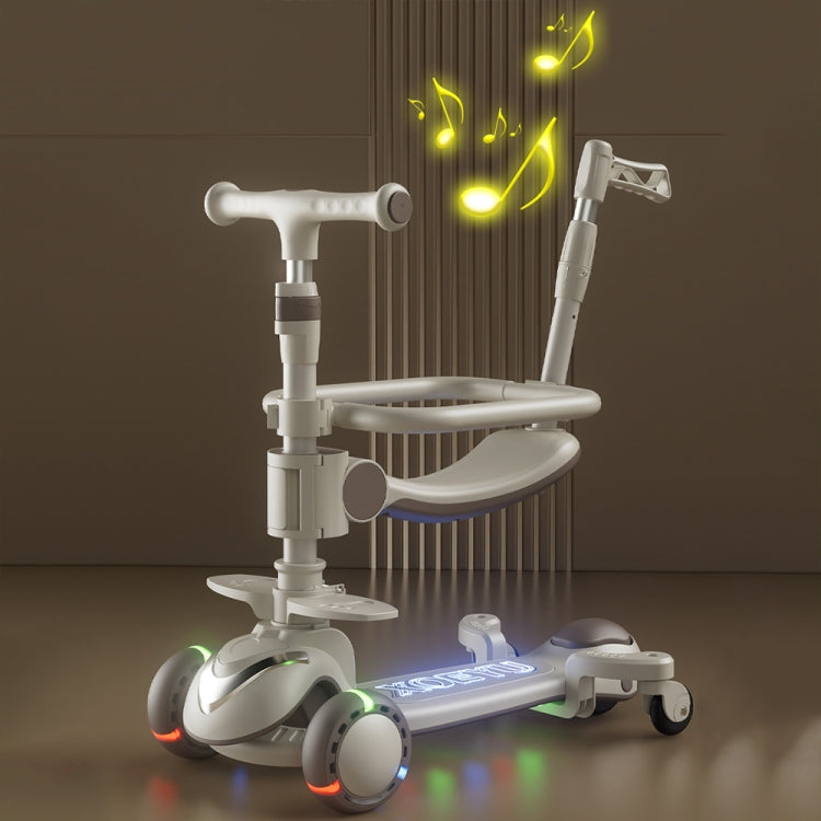 XOEYU K8 Multifunctional Adjustable Folding Children Scooter with Music and Lights, Color: 3-in-1 Green by XOEYU